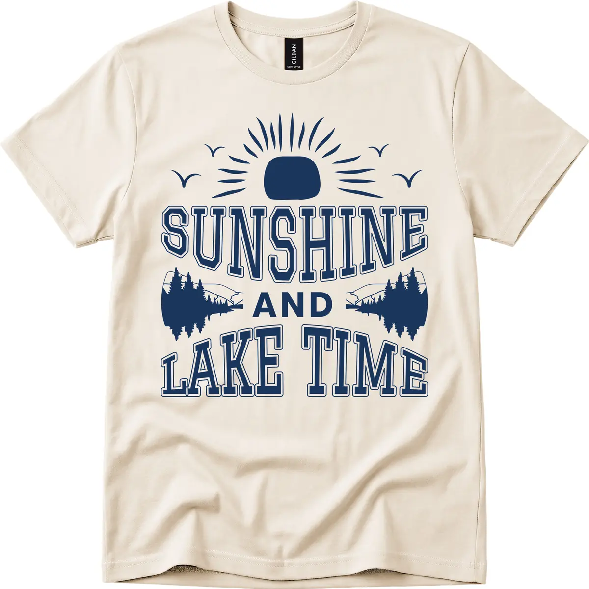 Sunshine And Lake Time Graphic T-Shirt in Natural