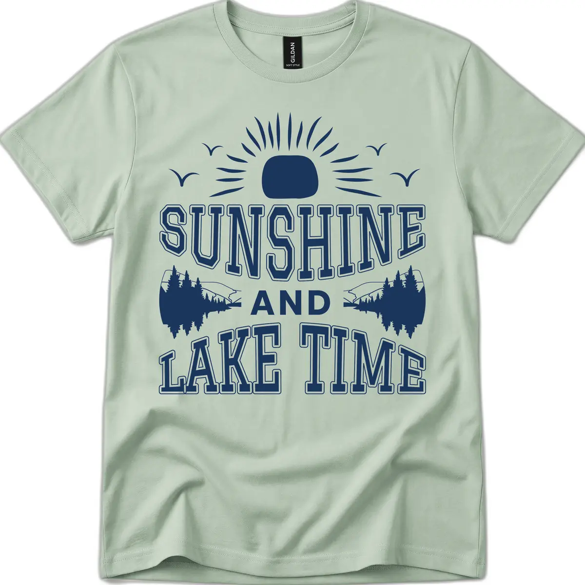 Sunshine And Lake Time Graphic T-Shirt in Sage
