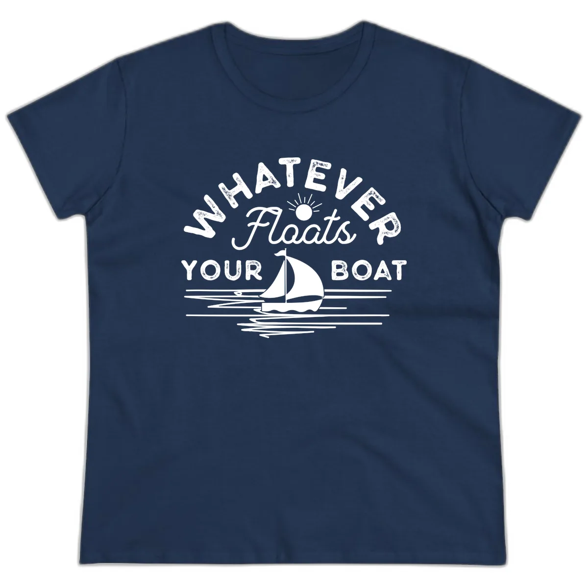 Whatever Floats Your Boat Design Ladies Tee in Navy