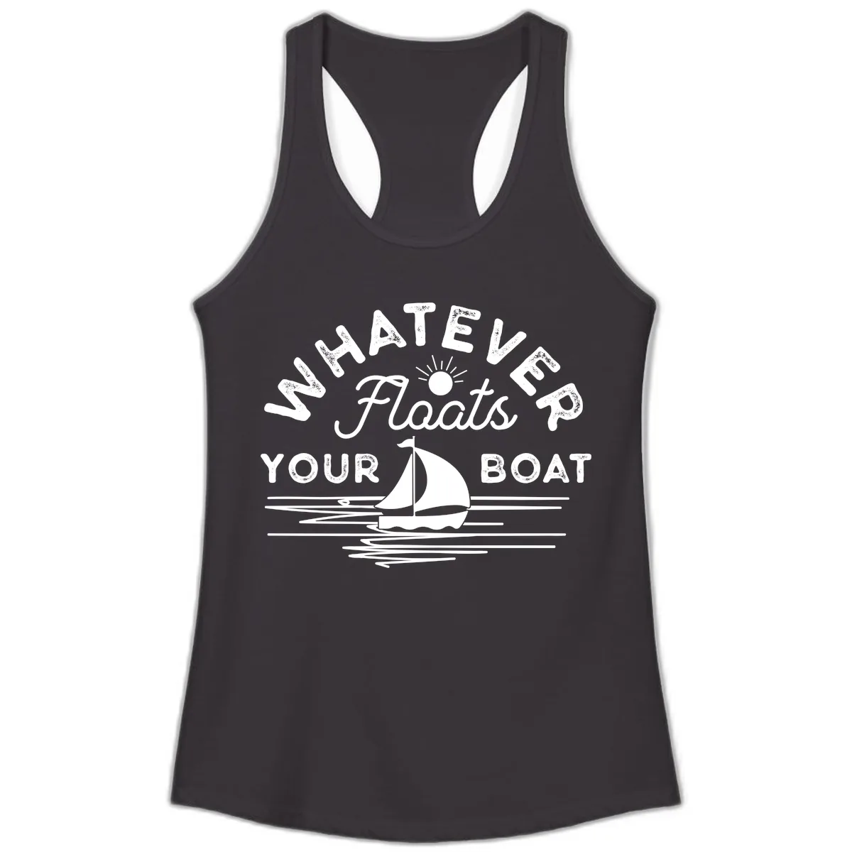 Whatever Floats Your Boat Design Ladies Tank in Black