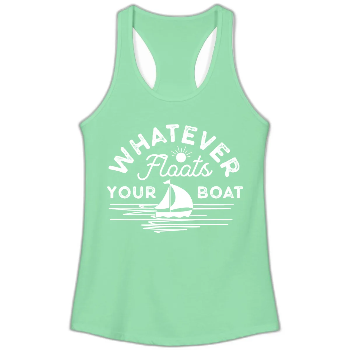 Whatever Floats Your Boat Design Ladies Tank in Solid Mint