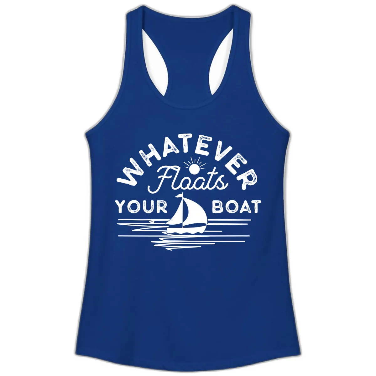 Whatever Floats Your Boat Design Ladies Tank in Solid Royal