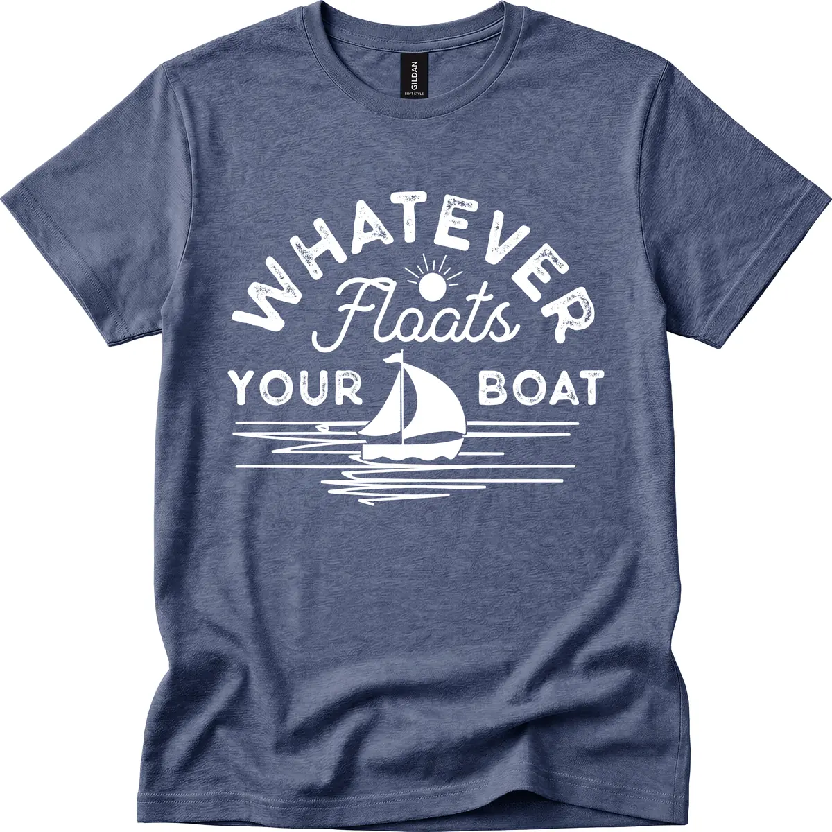 Whatever Floats Your Boat Design T-Shirt in Heather Navy