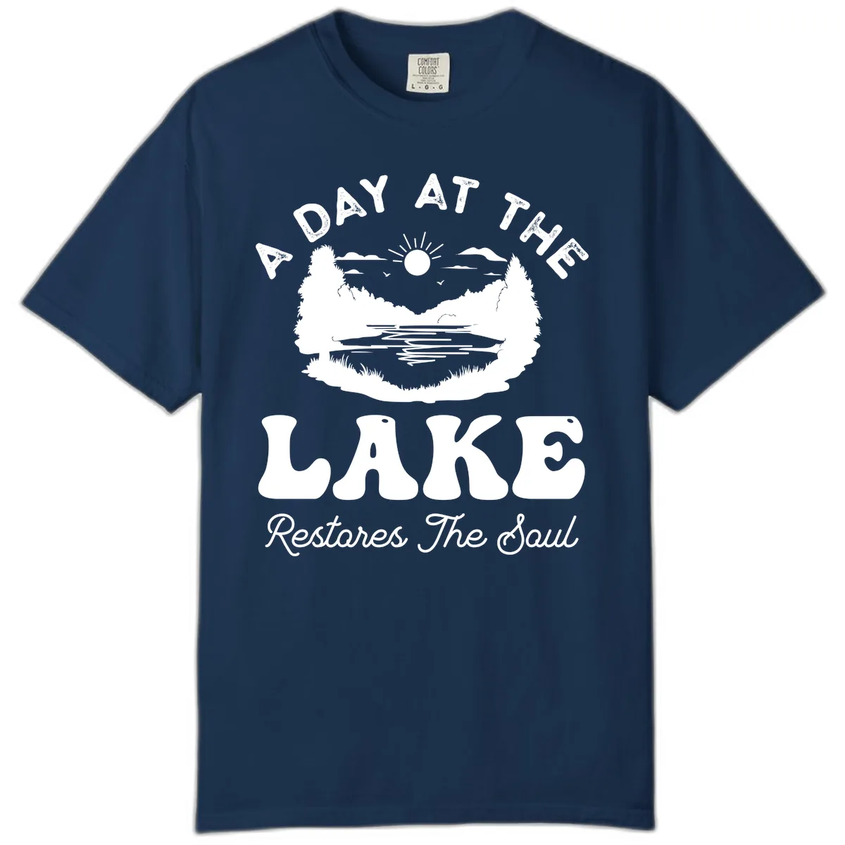A Day At The Lake Restores The Soul Comfort Color in Navy