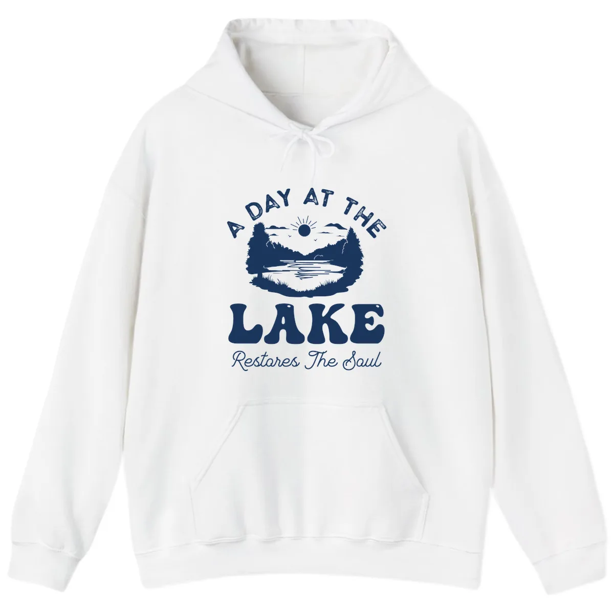 A Day At The Lake Restores The Soul Hoodie in White
