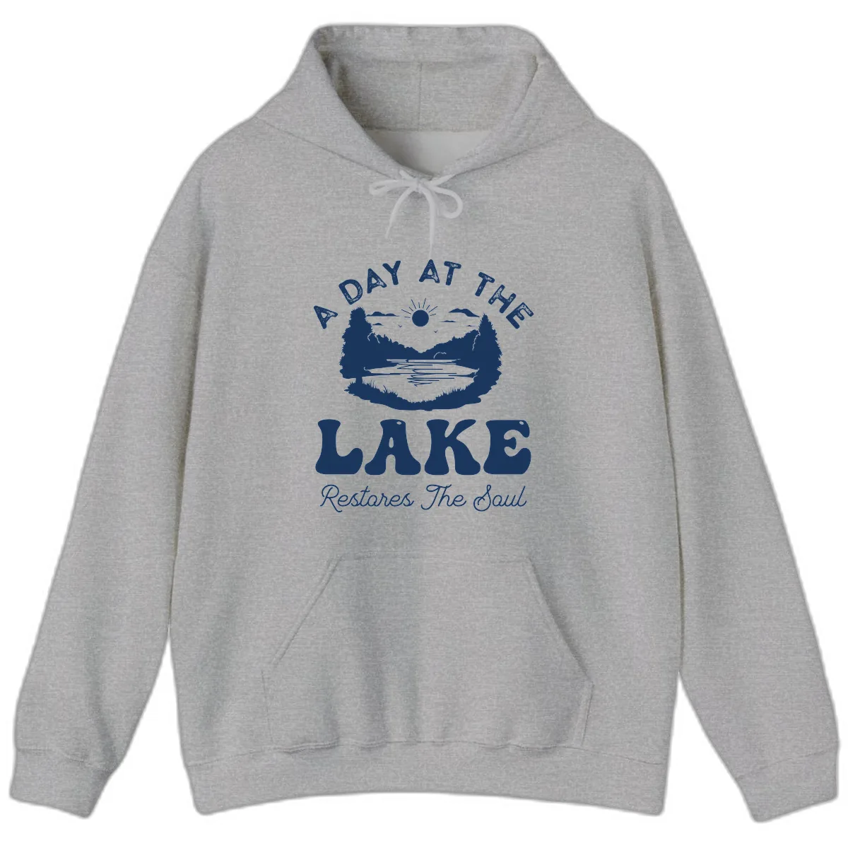 A Day At The Lake Restores The Soul Hoodie in Sport Grey