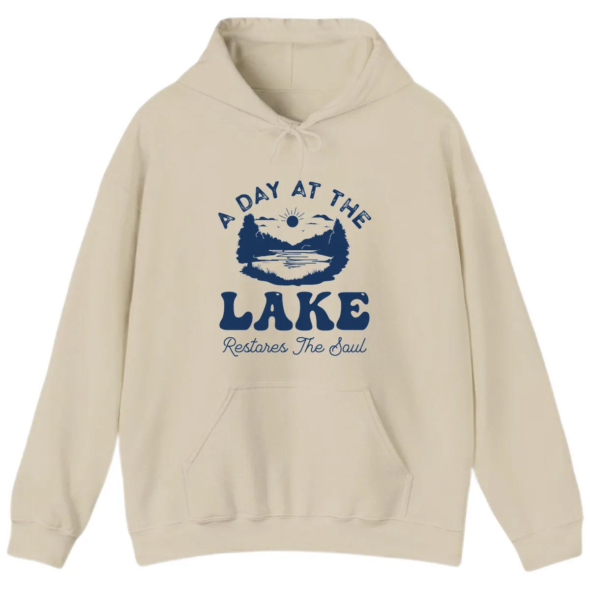 A Day At The Lake Restores The Soul Hoodie in Sand