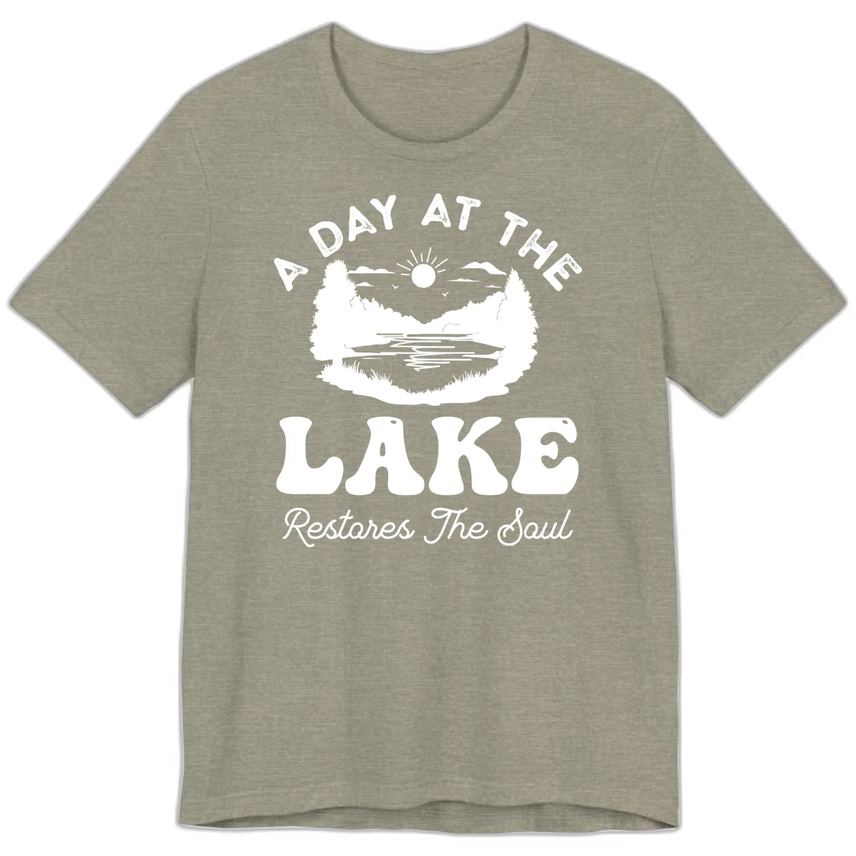 A Day At The Lake Restores The Soul Premium T-Shirt in Heather Stone