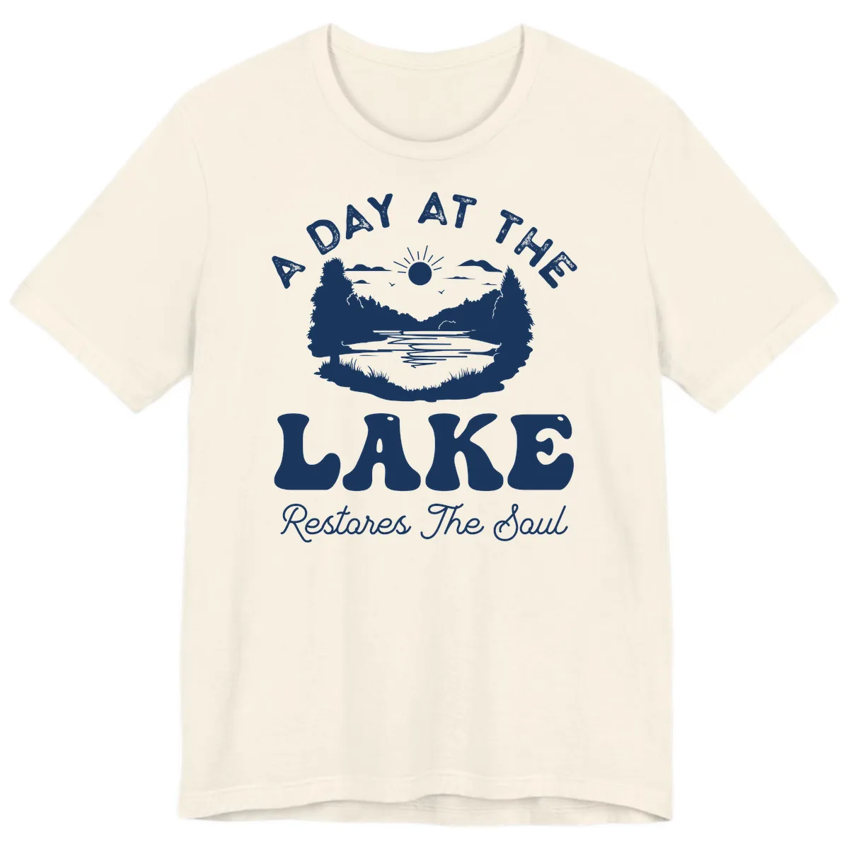 A Day At The Lake Restores The Soul Premium T-Shirt in Natural