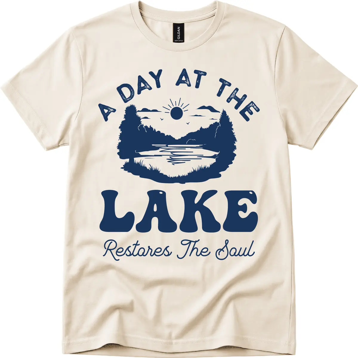 A Day At The Lake Restores The Soul T-Shirt in Natural