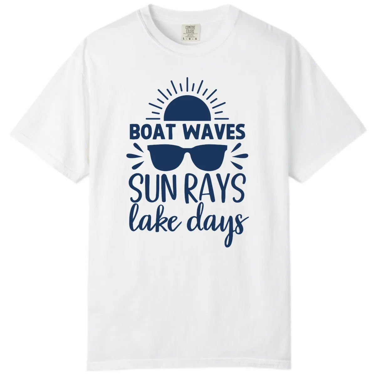 Boat Waves Sun Rays Lake Days Comfort Color in White