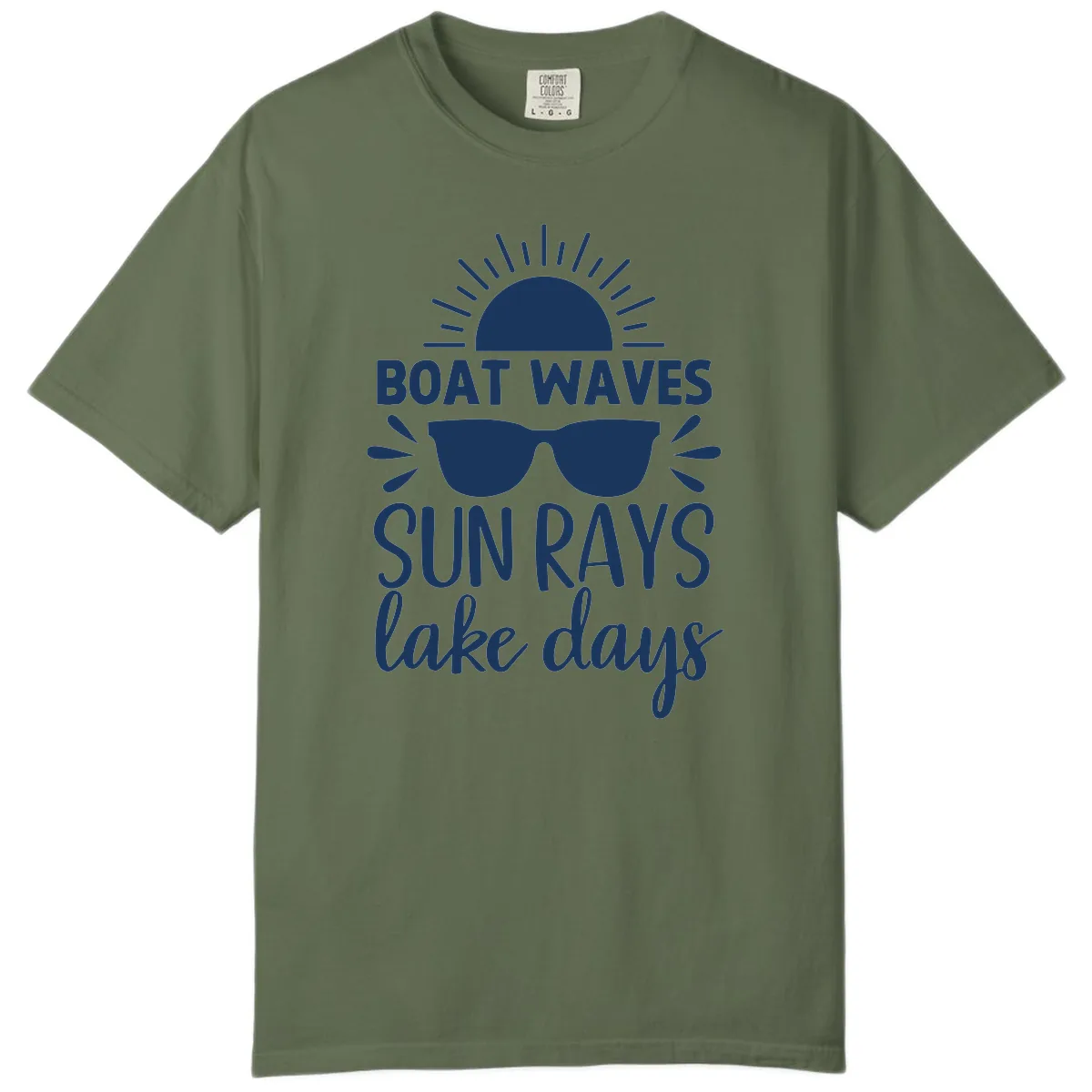 Boat Waves Sun Rays Lake Days Comfort Color in Sage