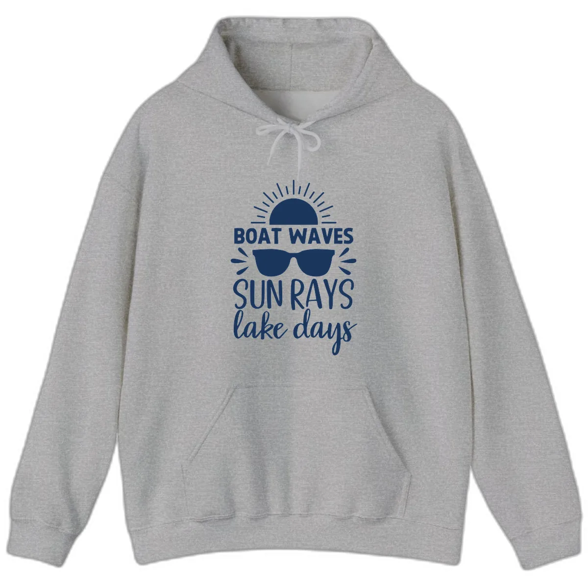 Boat Waves Sun Rays Lake Days Hoodie in Sport Grey