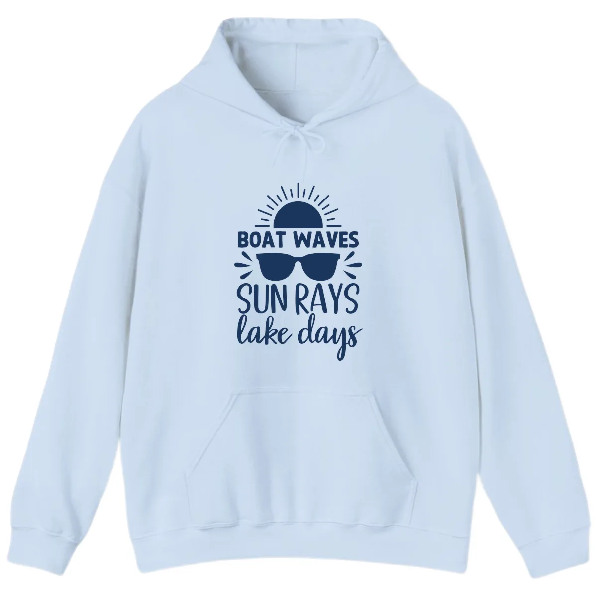 Boat Waves Sun Rays Lake Days Hoodie in Light Blue