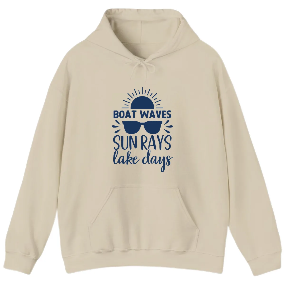 Boat Waves Sun Rays Lake Days Hoodie in Sand
