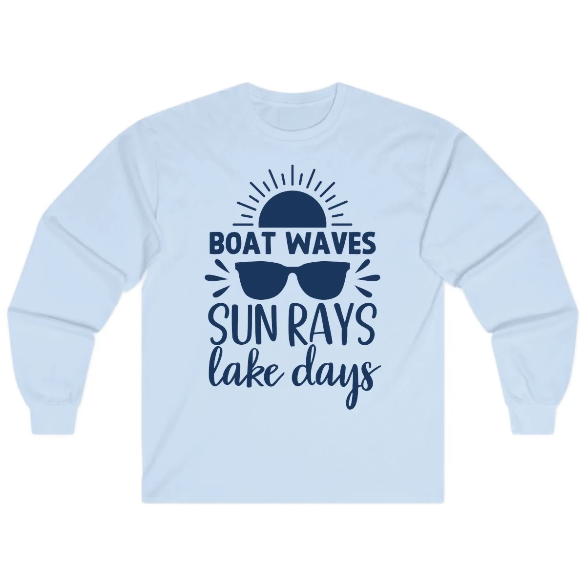 Boat Waves Sun Rays Lake Days Long Sleeve in Light Blue