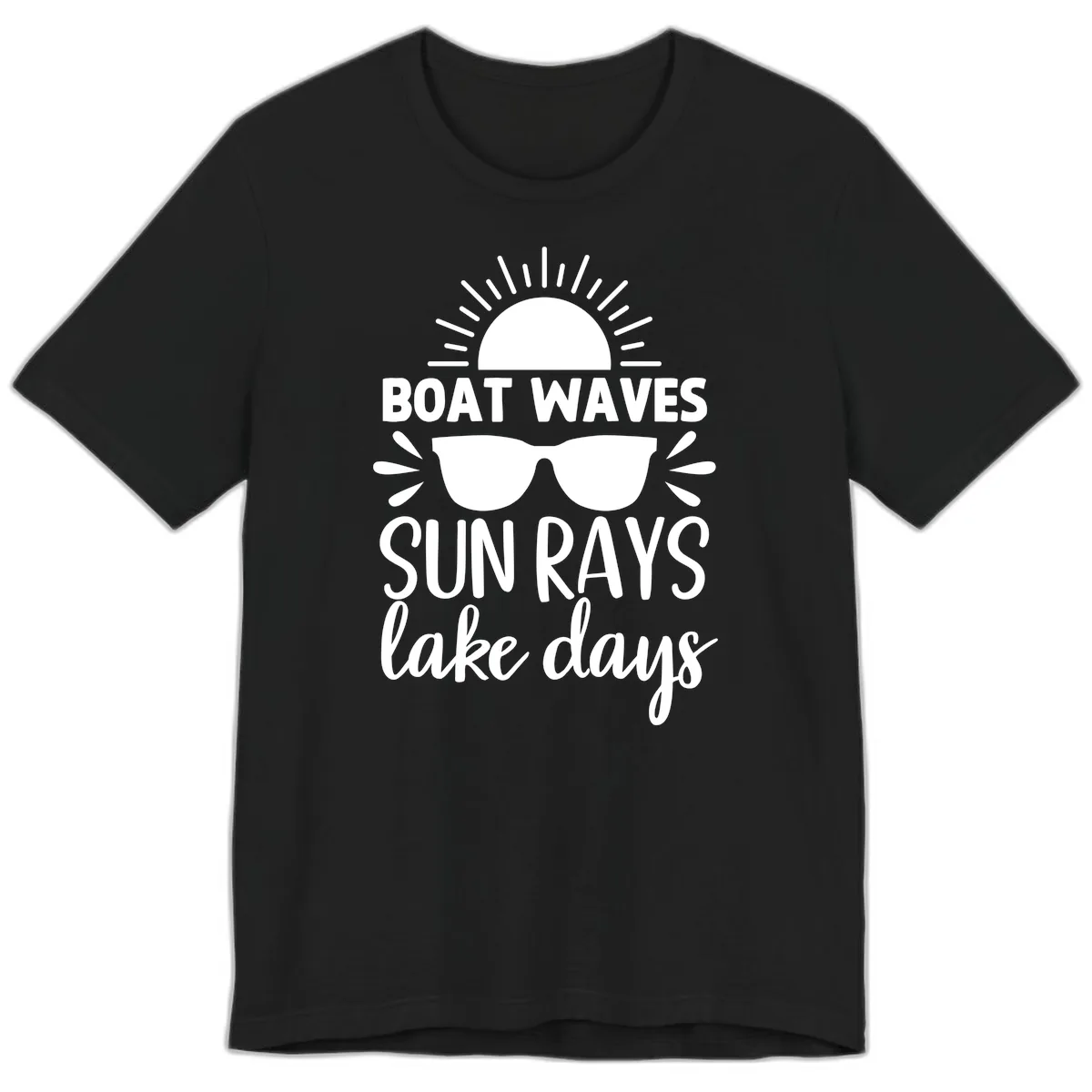 Boat Waves Sun Rays Lake Days Premium T-Shirt in Black
