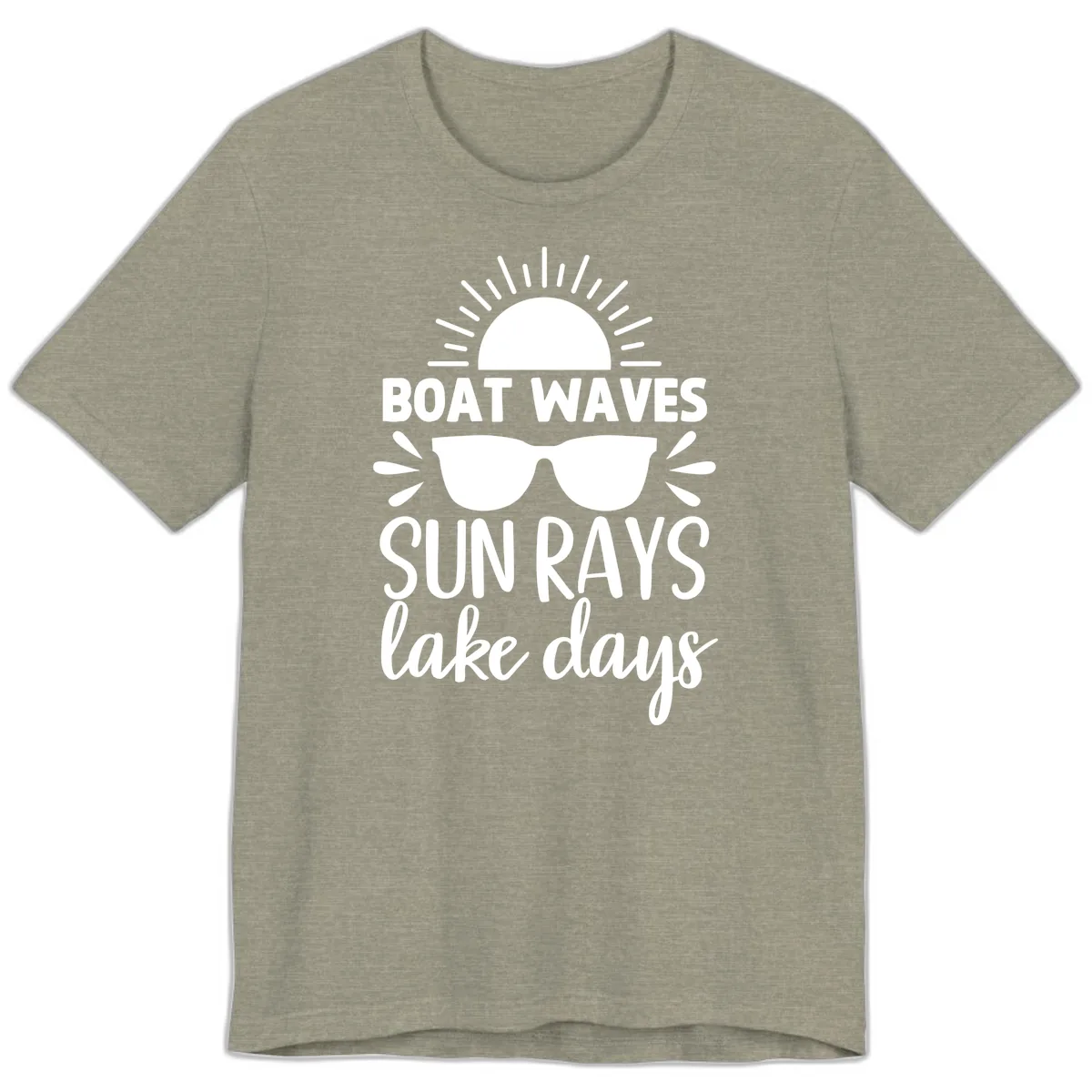 Boat Waves Sun Rays Lake Days Premium T-Shirt in Heather Stone