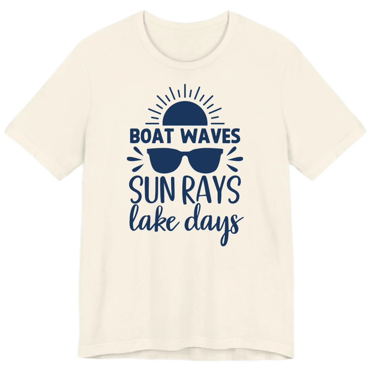 Boat Waves Sun Rays Lake Days Premium T-Shirt in Natural