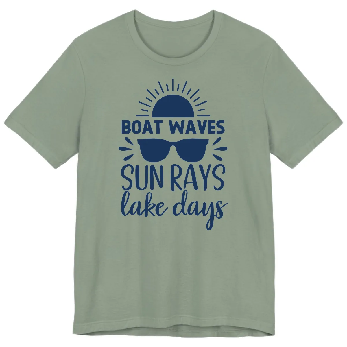 Boat Waves Sun Rays Lake Days Premium T-Shirt in Sage