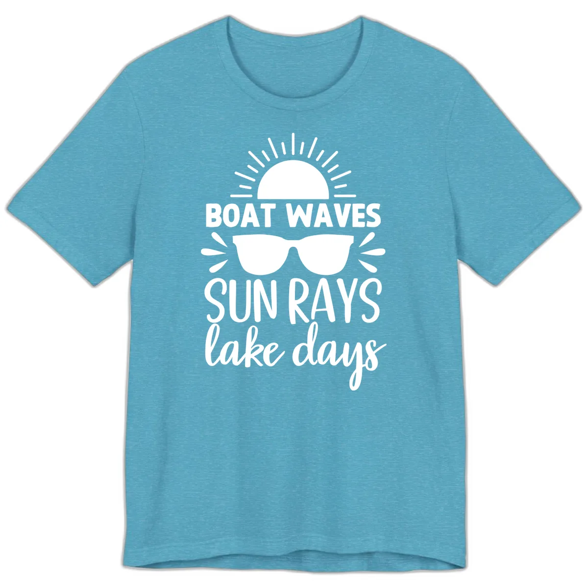 Boat Waves Sun Rays Lake Days Premium T-Shirt in Heather Aqua