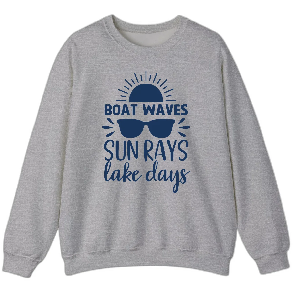 Boat Waves Sun Rays Lake Days Sweatshirt in Sport Grey