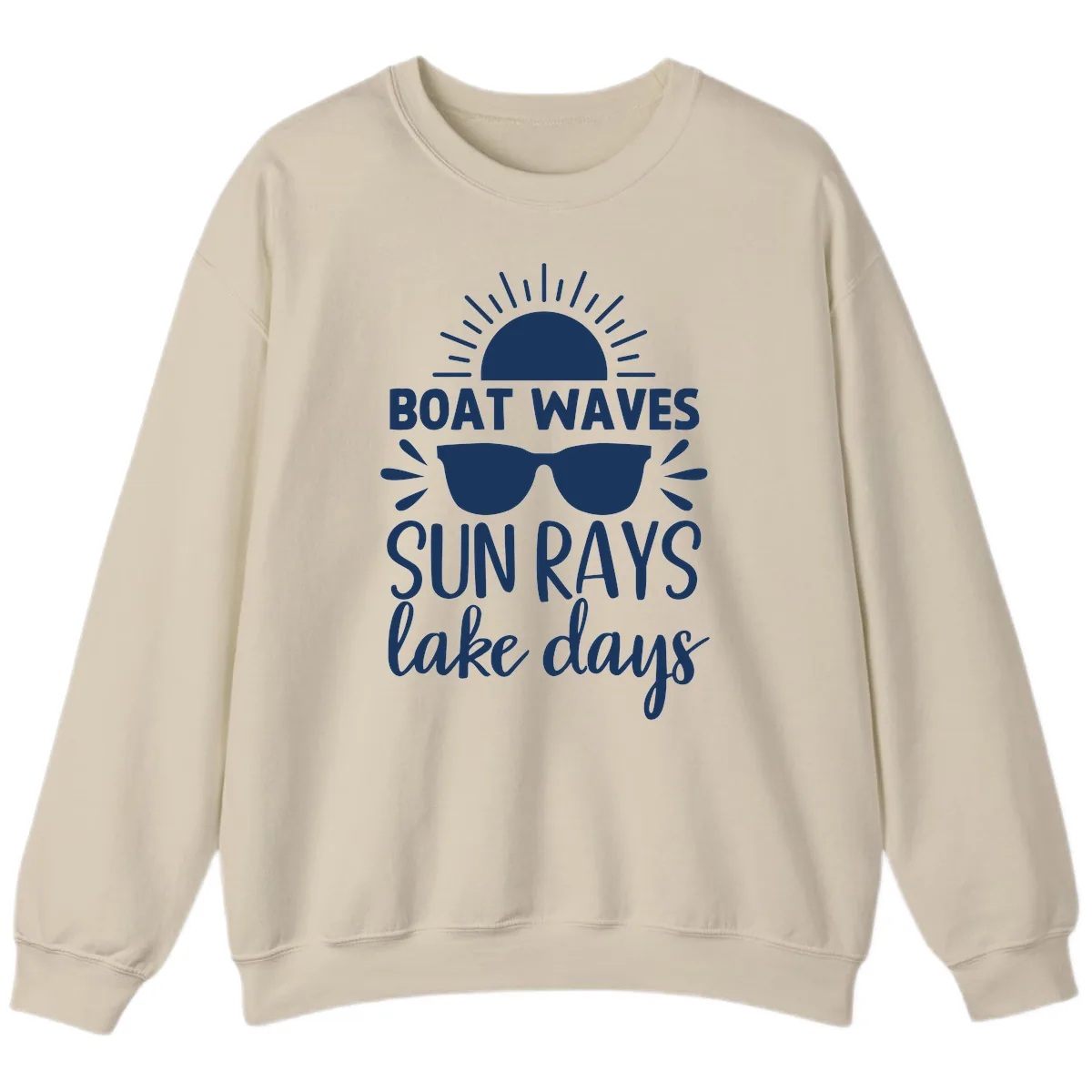 Boat Waves Sun Rays Lake Days Sweatshirt in Sand