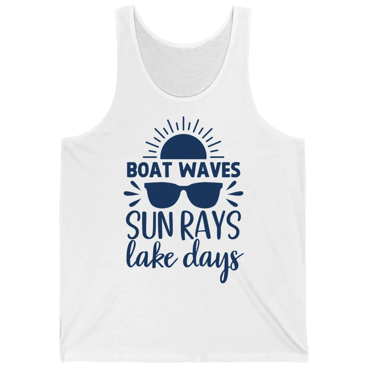 Boat Waves Sun Rays Lake Days Tank in White
