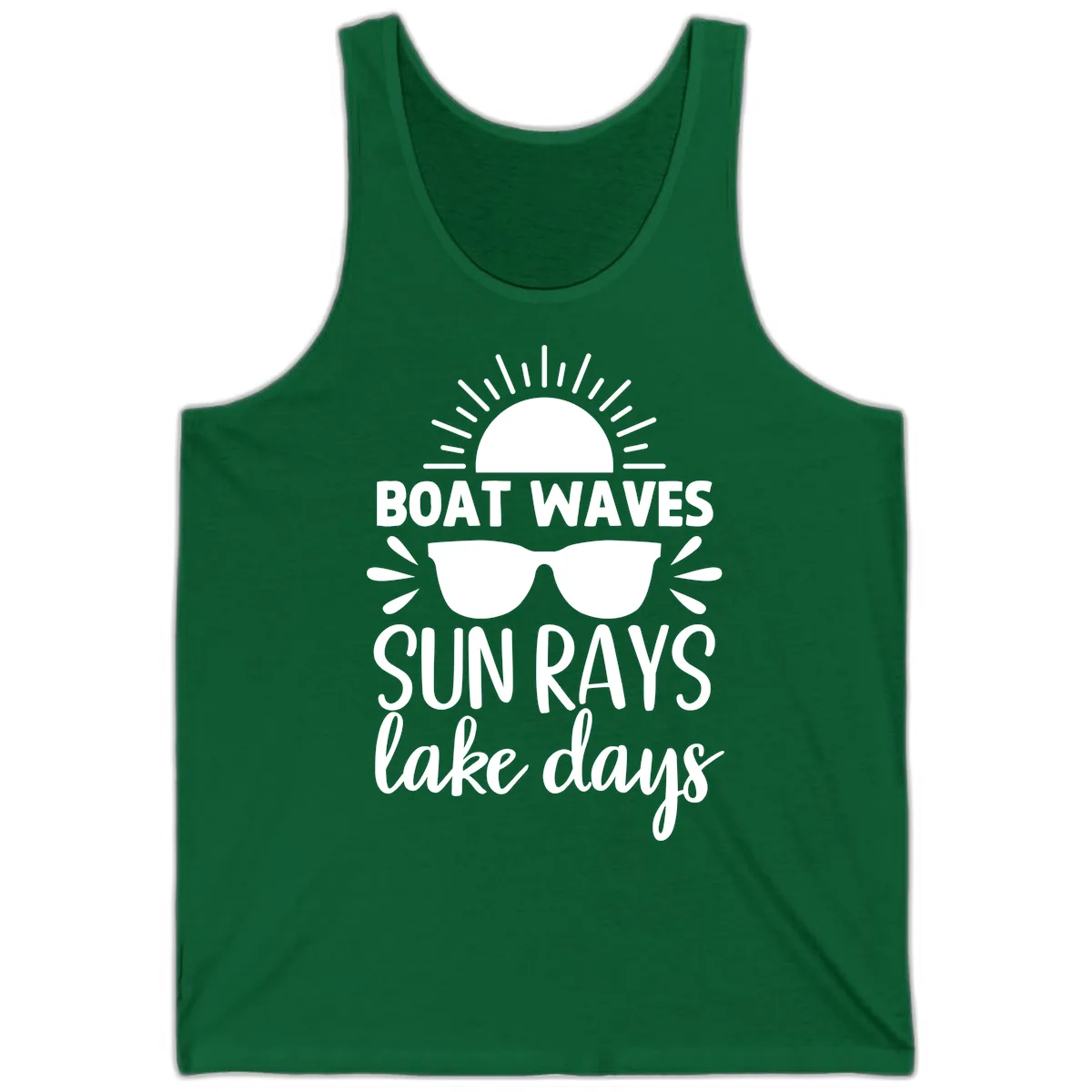 Boat Waves Sun Rays Lake Days Tank in Kelly