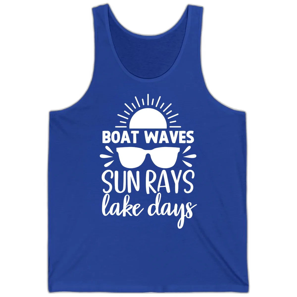 Boat Waves Sun Rays Lake Days Tank in True Royal