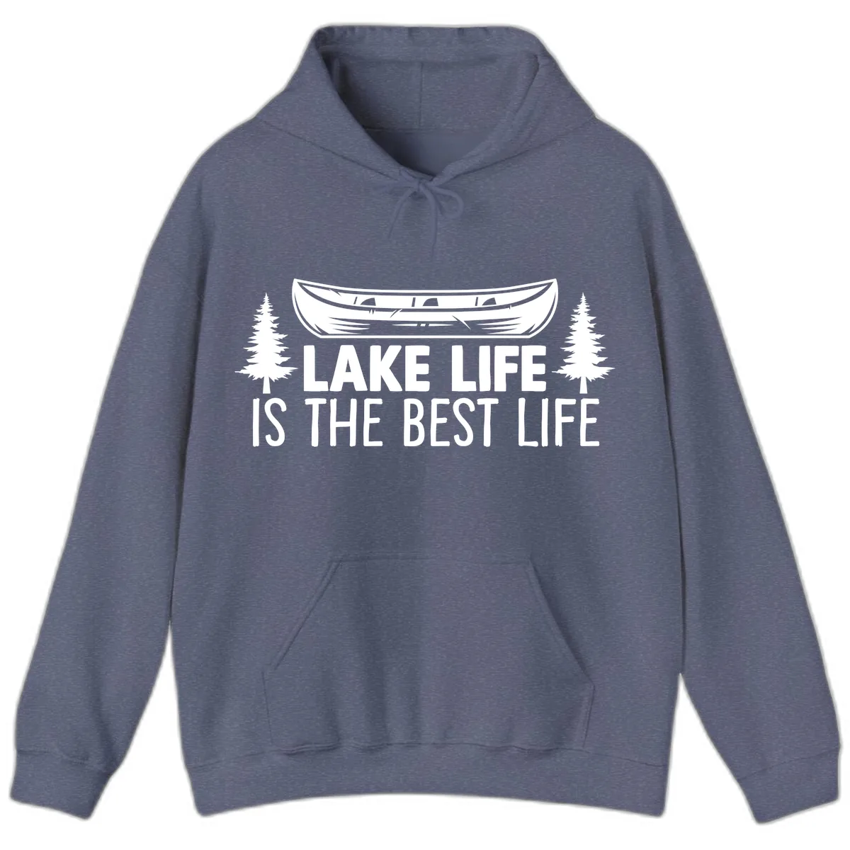Lake Life Is The Best Life Design Hoodie in Heather Navy