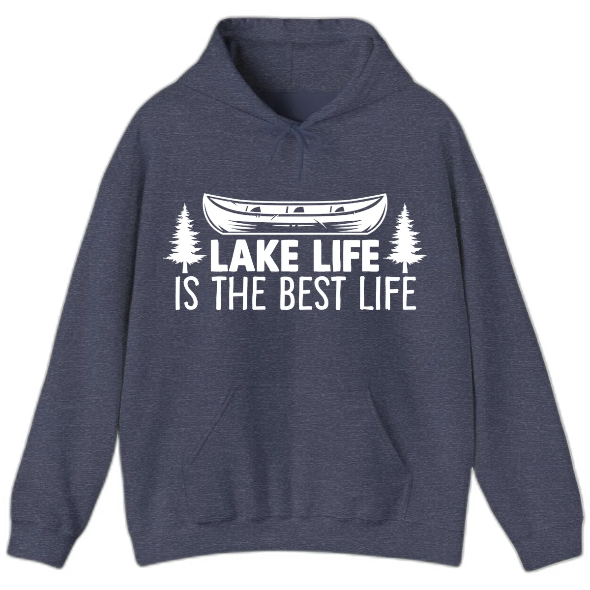 Lake Life Is The Best Life Design Hoodie in Heather Sport Dark Navy