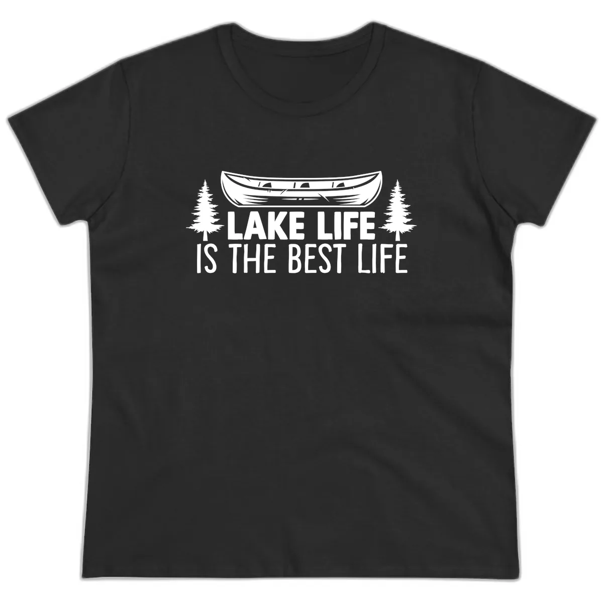 Lake Life Is The Best Life Design Ladies Tee in Black