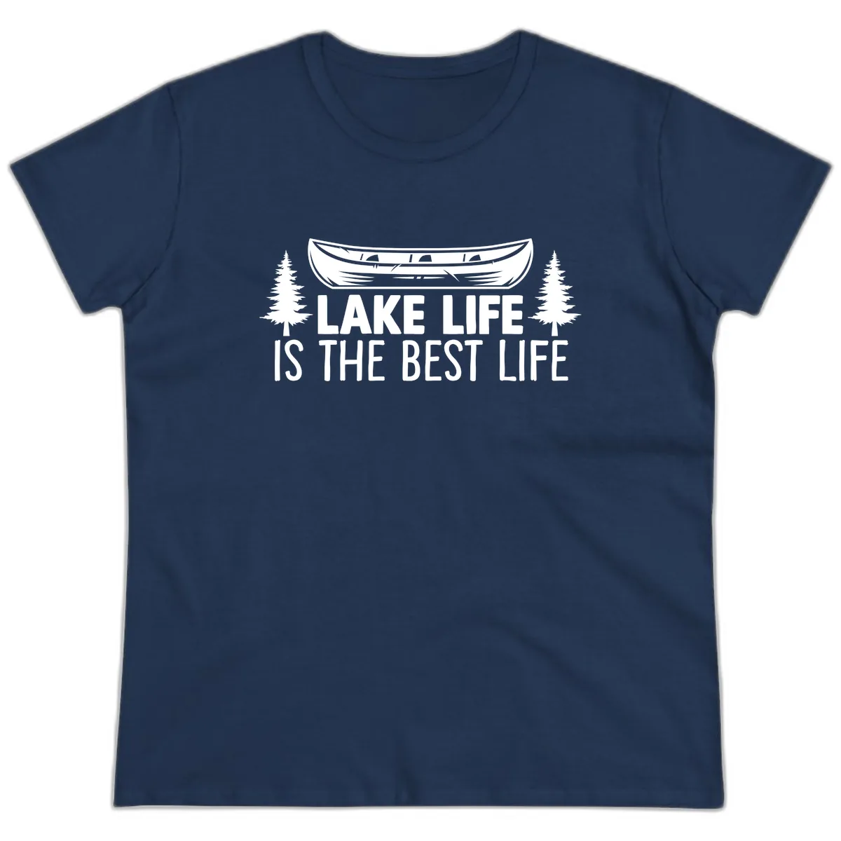 Lake Life Is The Best Life Design Ladies Tee in Navy
