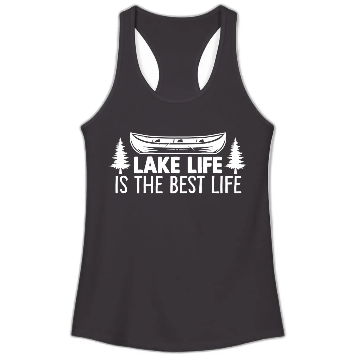 Lake Life Is The Best Life Design Ladies Tank in Black