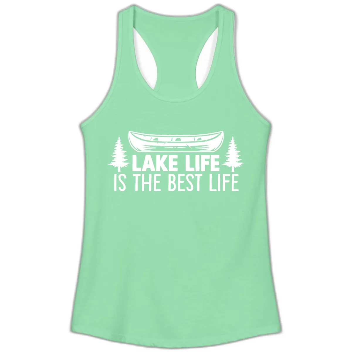 Lake Life Is The Best Life Design Ladies Tank in Solid Mint