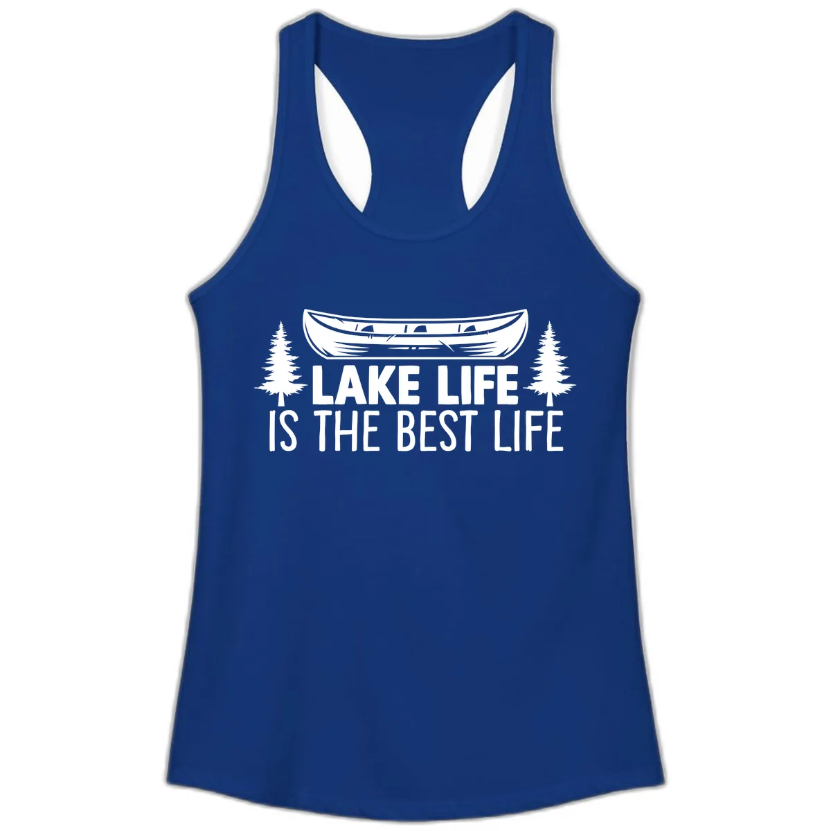 Lake Life Is The Best Life Design Ladies Tank in Solid Royal