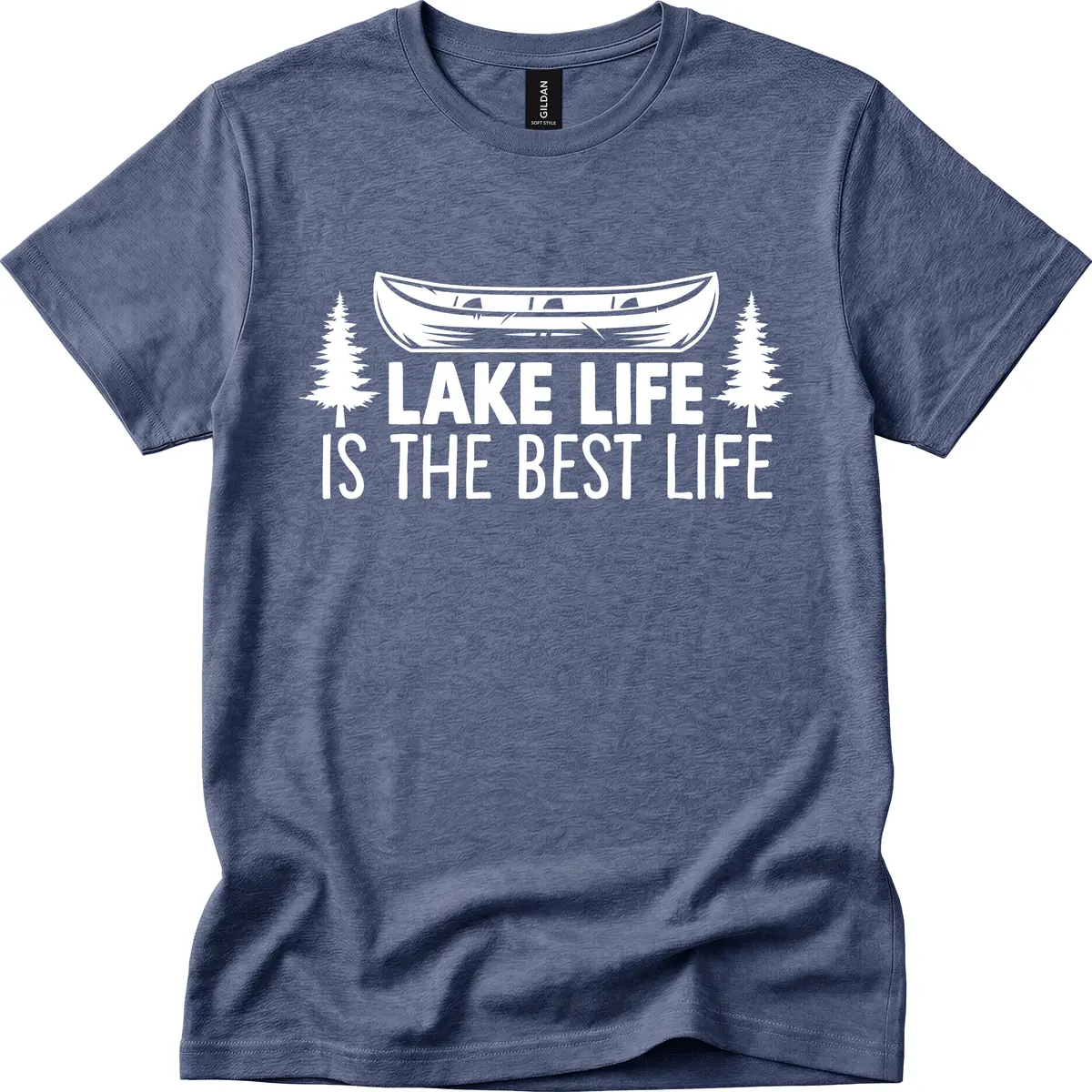 Lake Life Is The Best Life Design T-Shirt in Heather Navy