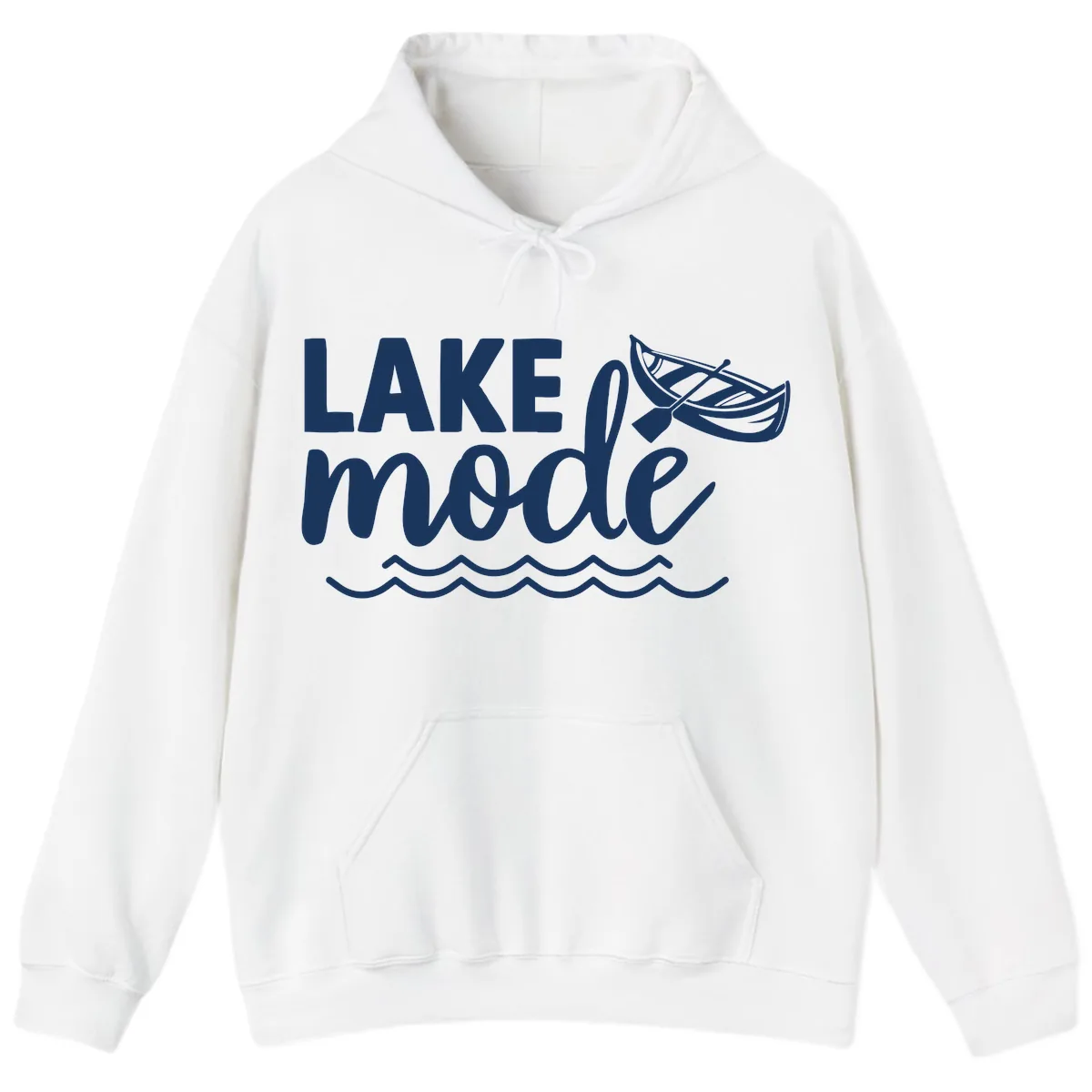 Lake Mode Canoe Design Hoodie in White