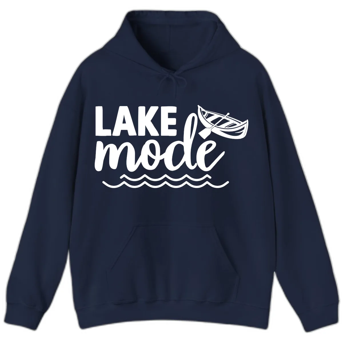 Lake Mode Canoe Design Hoodie in Navy