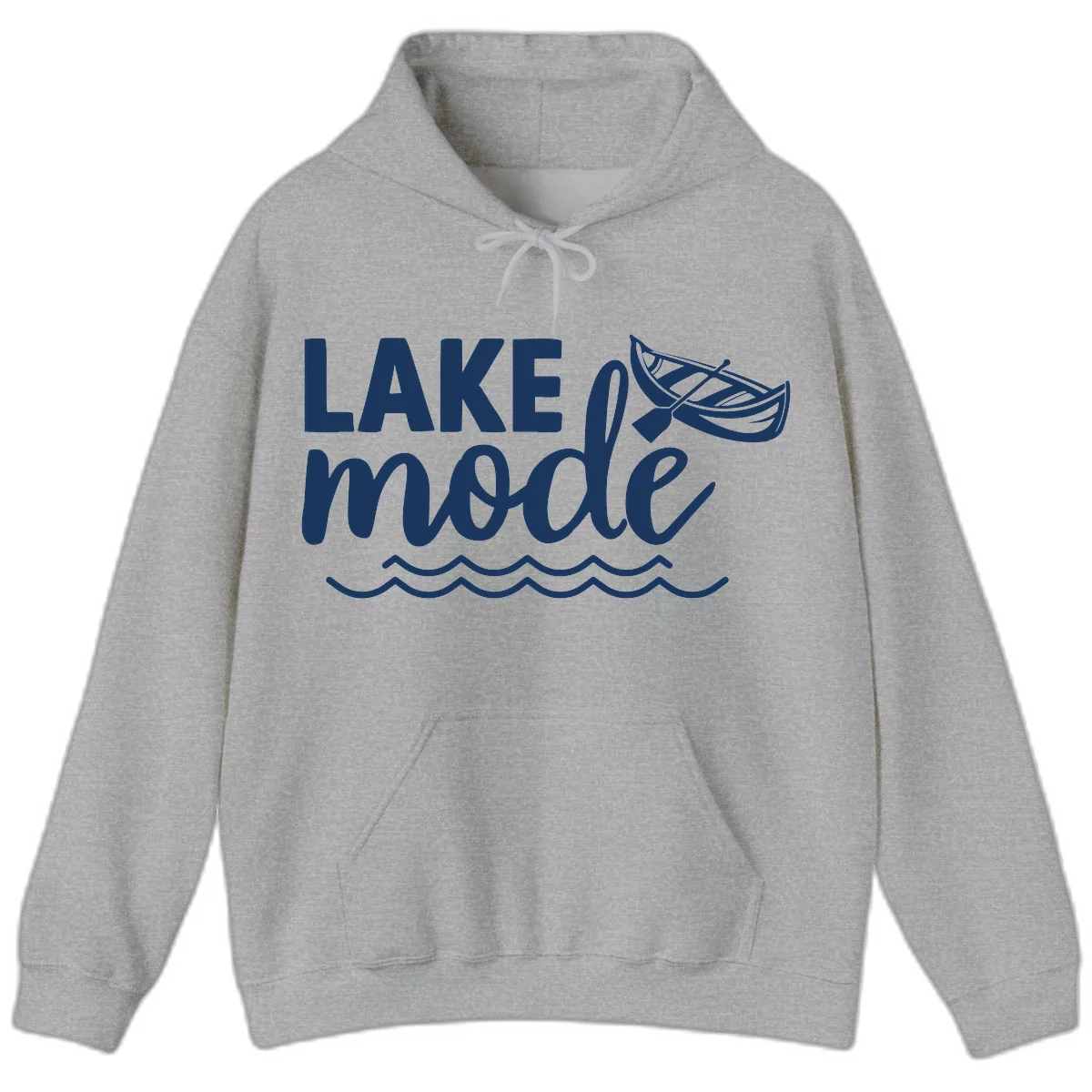 Lake Mode Canoe Design Hoodie in Sport Grey