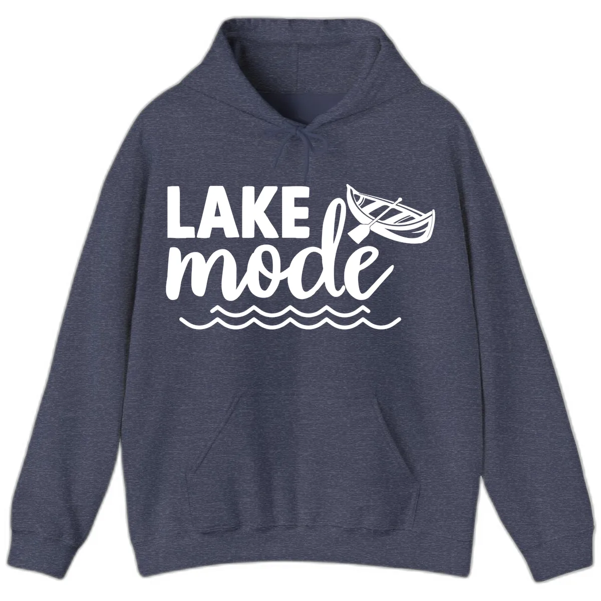 Lake Mode Canoe Design Hoodie in Heather Sport Dark Navy
