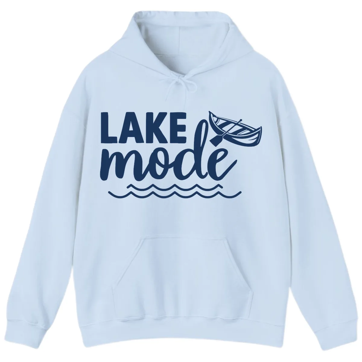 Lake Mode Canoe Design Hoodie in Light Blue