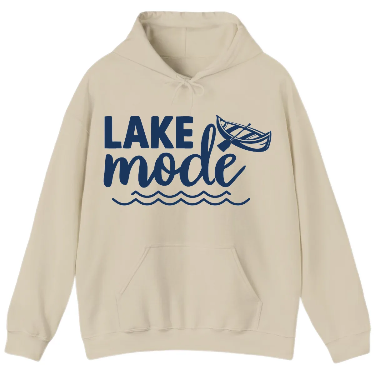 Lake Mode Canoe Design Hoodie in Sand