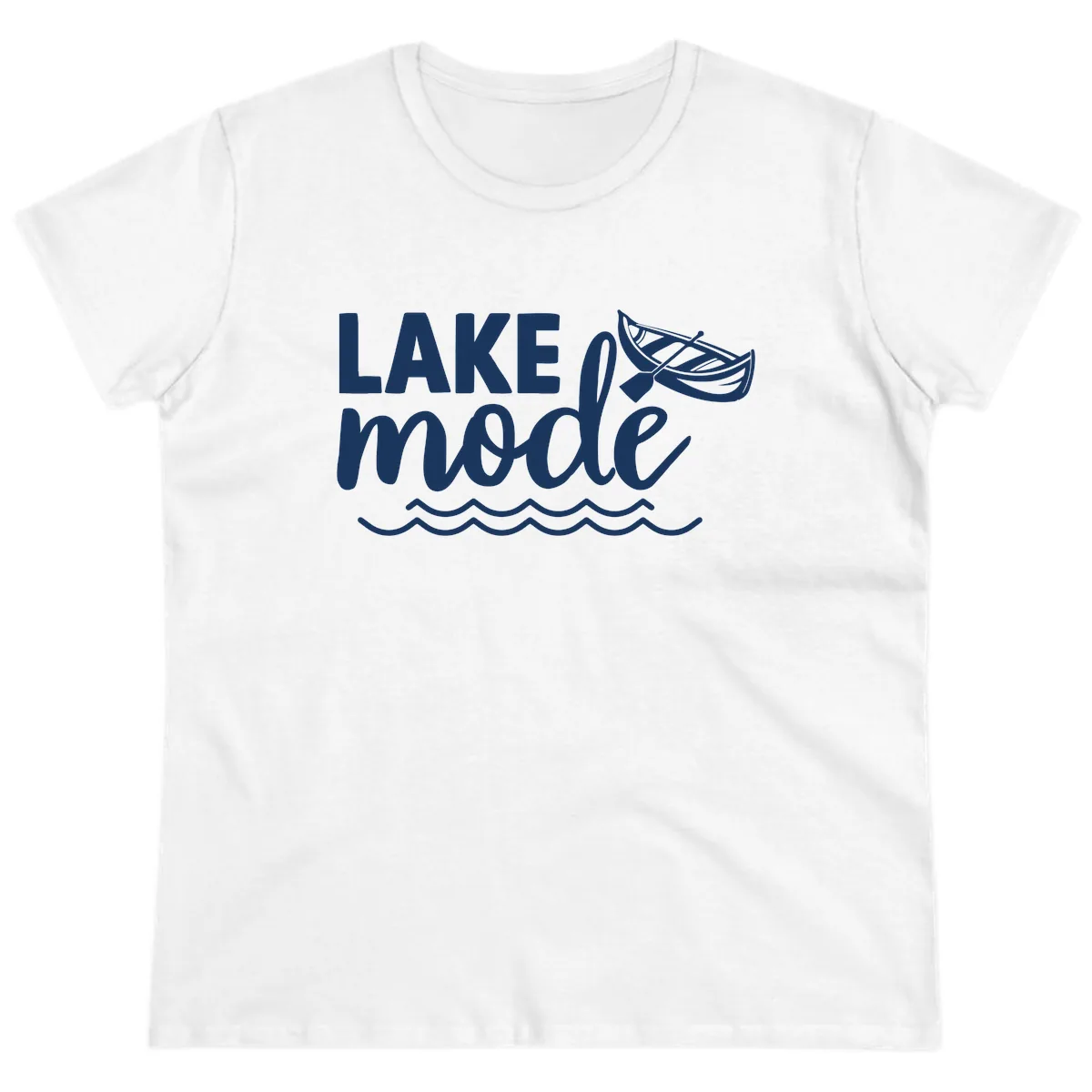 Lake Mode Canoe Design Ladies Tee in White