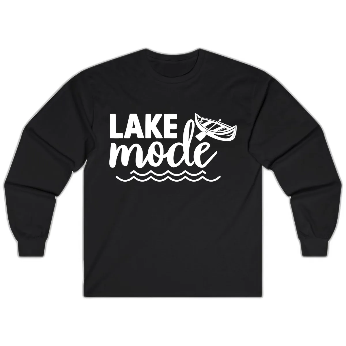 Lake Mode Canoe Design Long Sleeve in Black