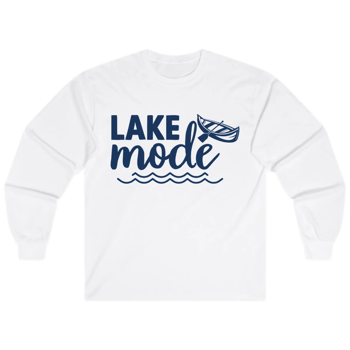 Lake Mode Canoe Design Long Sleeve in White