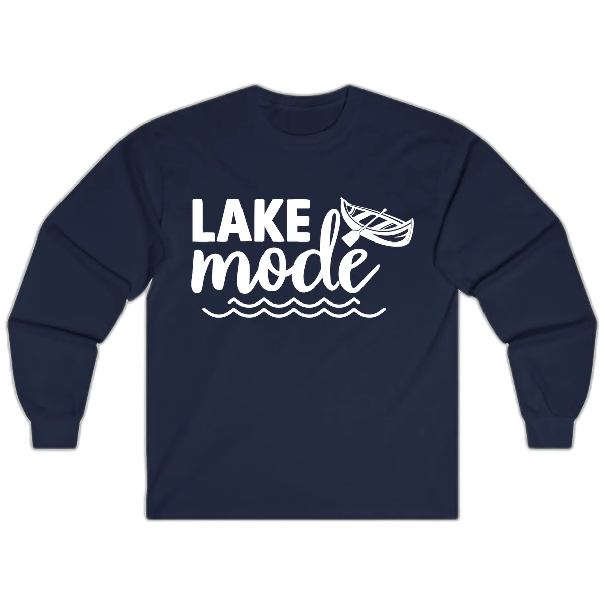 Lake Mode Canoe Design Long Sleeve in Navy