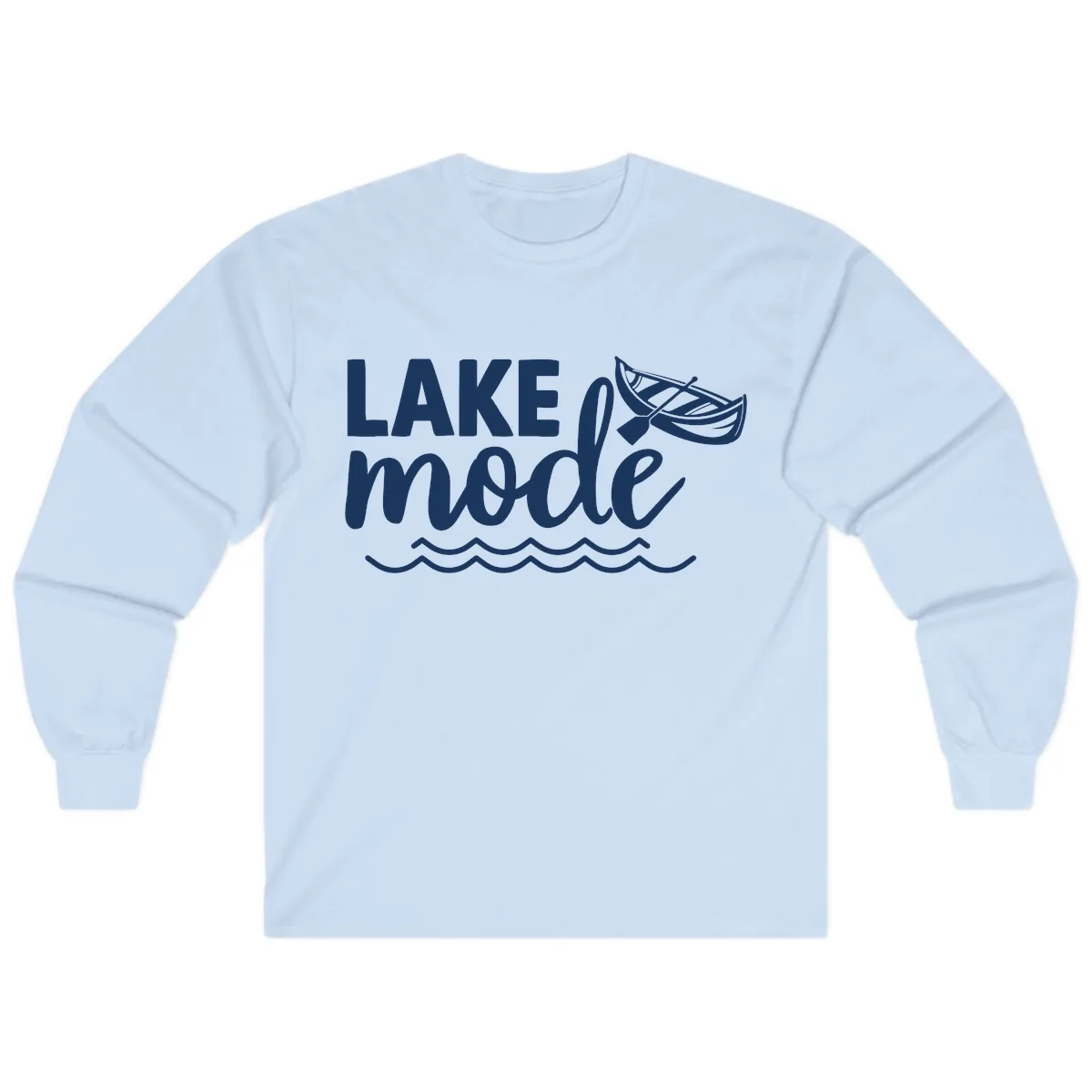 Lake Mode Canoe Design Long Sleeve in Light Blue