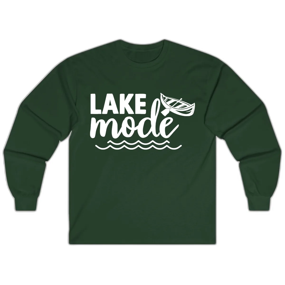 Lake Mode Canoe Design Long Sleeve in Forest Green